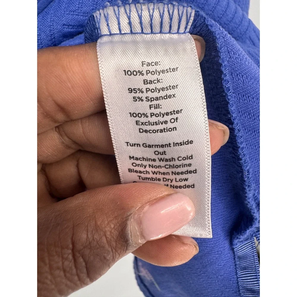 T by Talbots Shirt Women L Mixed Quilt Blue Textured Sporty Pullover Casual